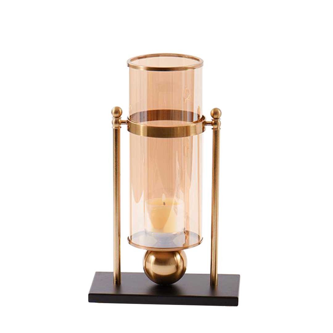 34cm Transparent Glass Vase with Candle