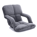 Foldable Floor Recliner Lazy Chair with Armrest Grey