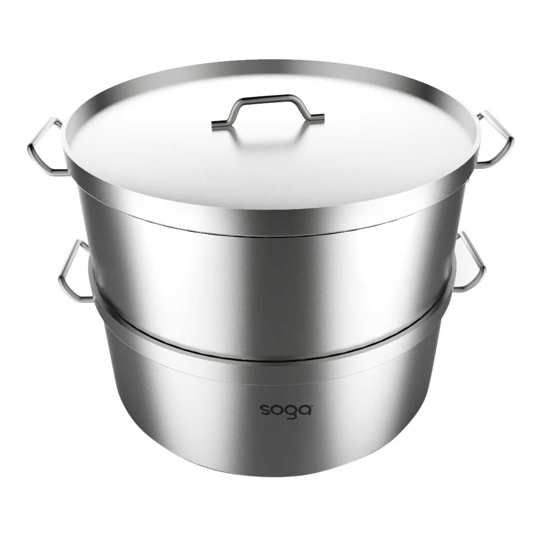 2 Tier Commercial 304 Stainless Steel Steamer 40*26cm