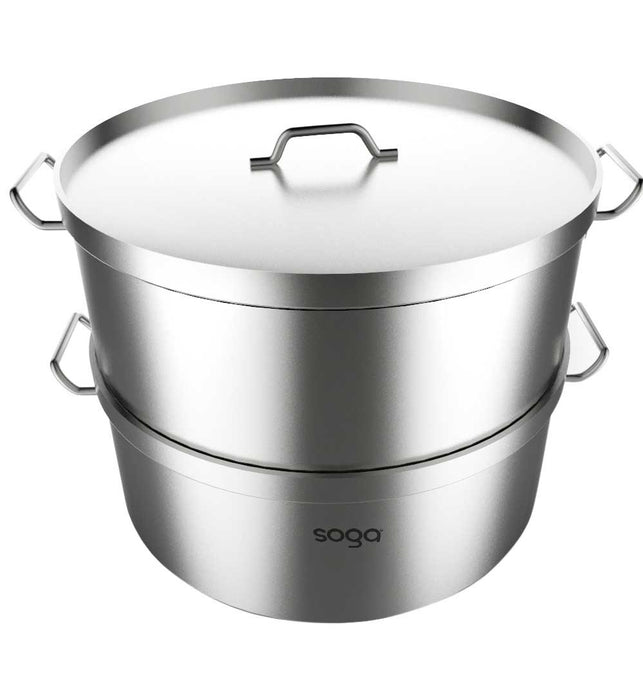 Steamer Pot/Soup Pot 304 Stainless Steel Household Extra-Thick Steamer  Steamer Buns Large Induction Cooker Gas Universal (Size : 34cm)
