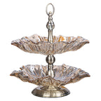 2 Tier Crystal Glass Fruit Bowl