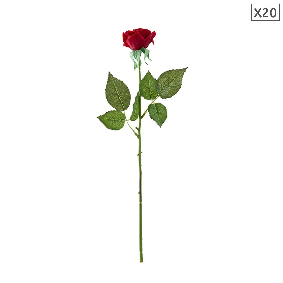 20pcs Artificial Silk Rose Bouquet Red