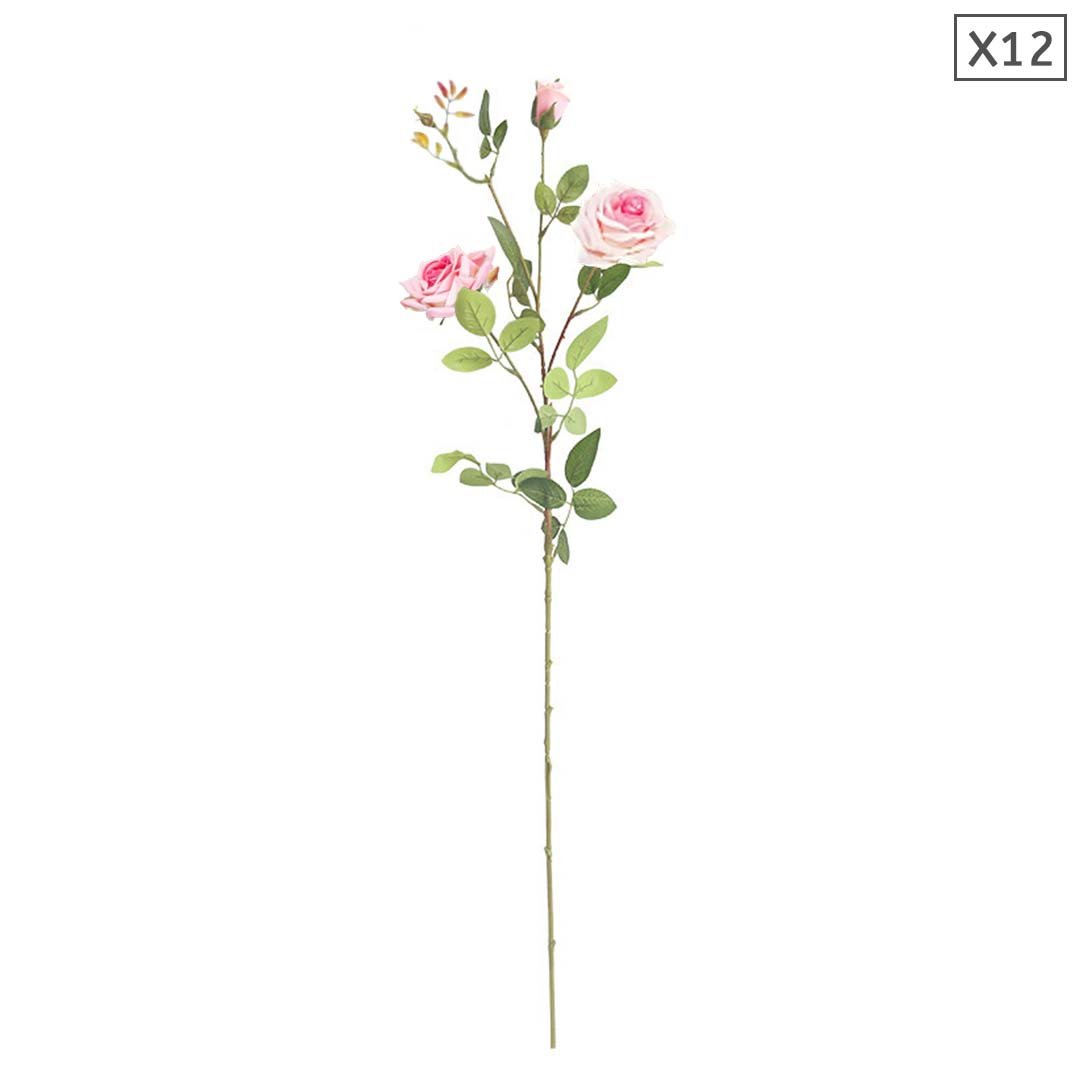 12 Heads Artificial Silk Rose Bouquet Pink