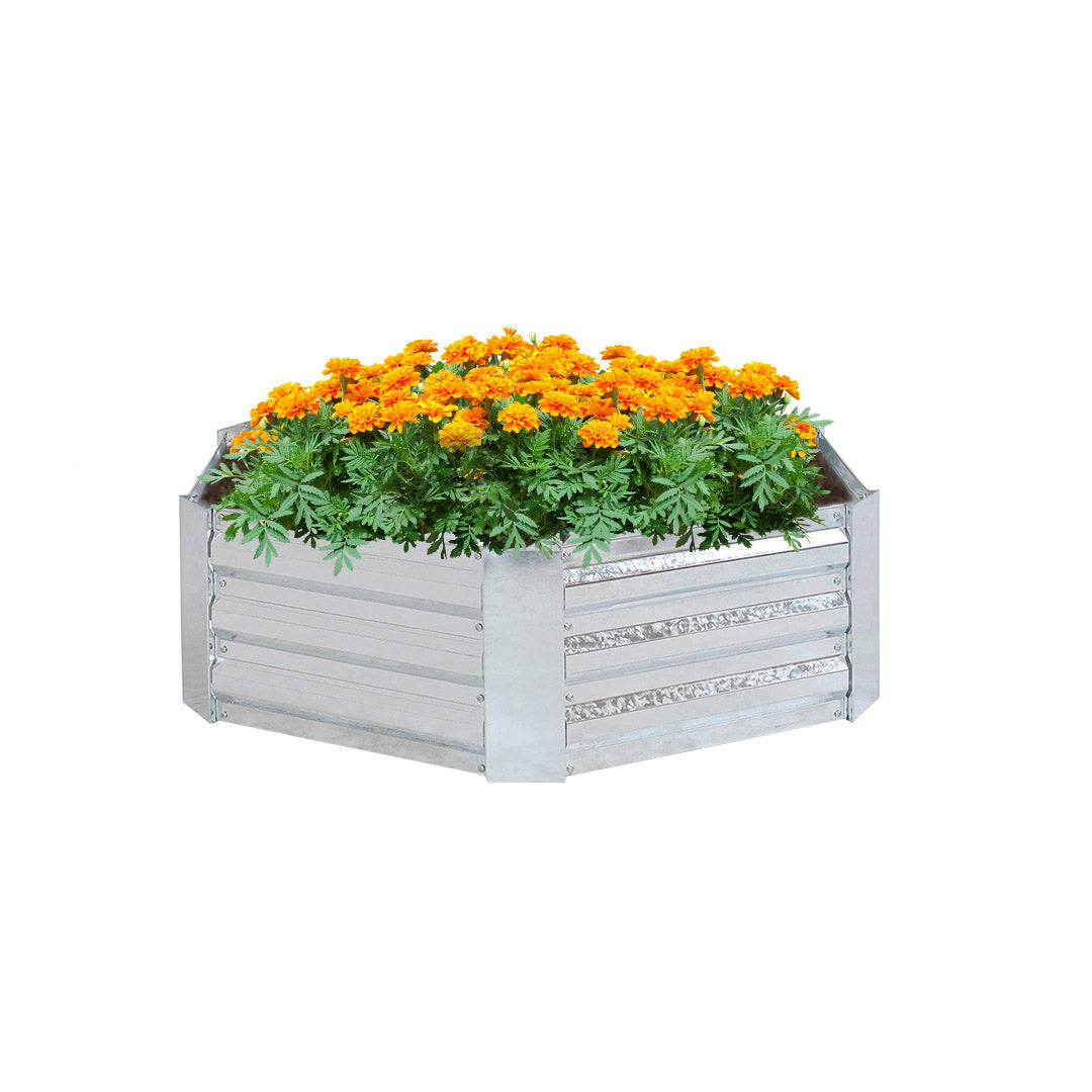 60cm Hexagon Shape Galvanized Raised Garden Bed Silver