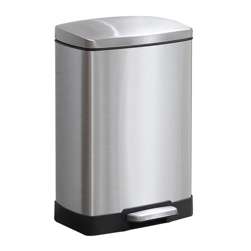 Rectangular 12L Stainless Steel Foot Pedal Recycling Bin for Garbage Silver