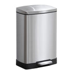 Rectangular 12L Stainless Steel Foot Pedal Recycling Bin for Garbage Silver