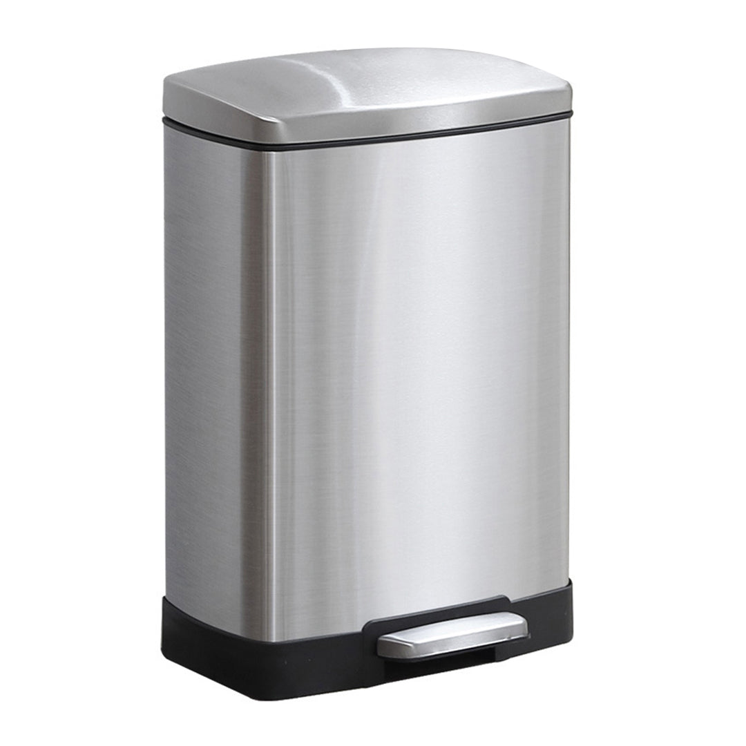 Rectangular 12L Stainless Steel Foot Pedal Recycling Bin for Garbage Silver
