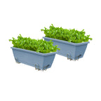 49.5cm Blue Rectangular Vegetable Herb Flower Planter Box Set of 2