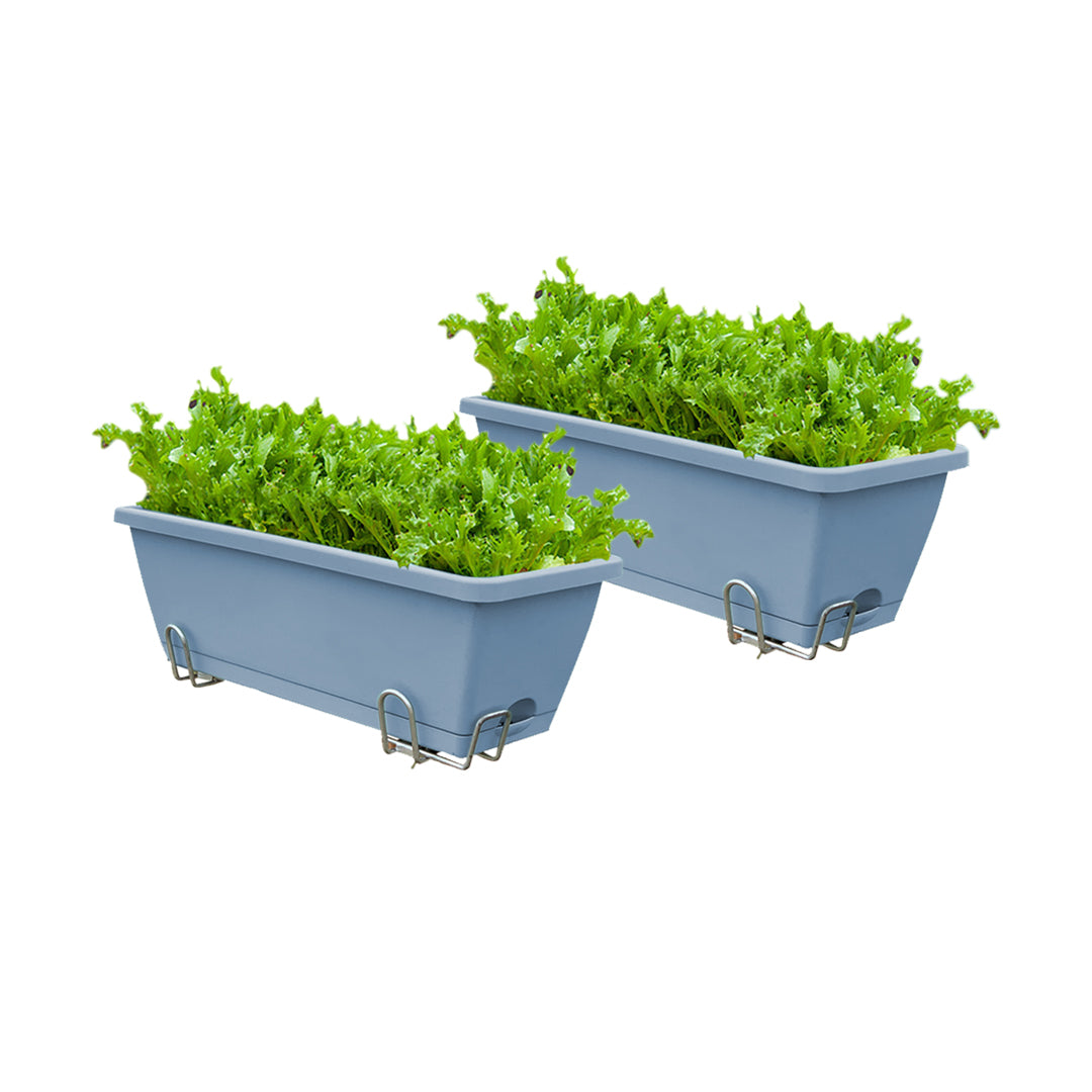 49.5cm Blue Rectangular Vegetable Herb Flower Planter Box Set of 2