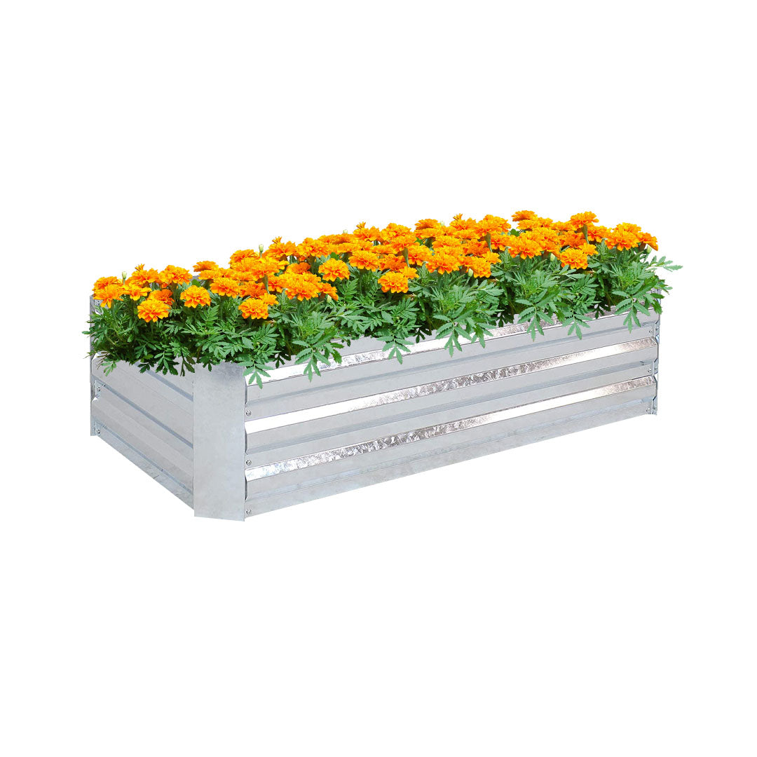 120cm Square Galvanized Raised Garden Bed Silver