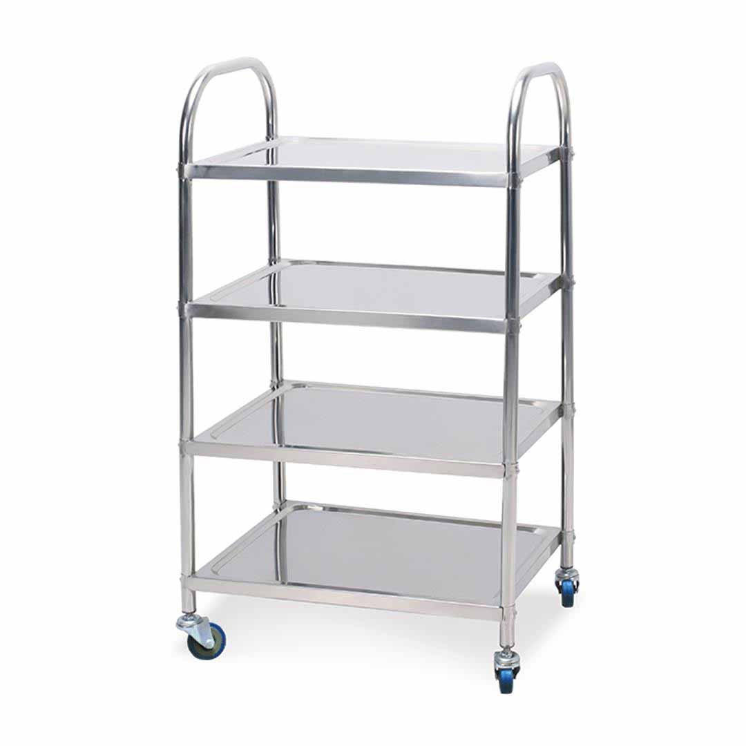 4 Tier Stainless Steel Utility Cart Round 48x32x79cm