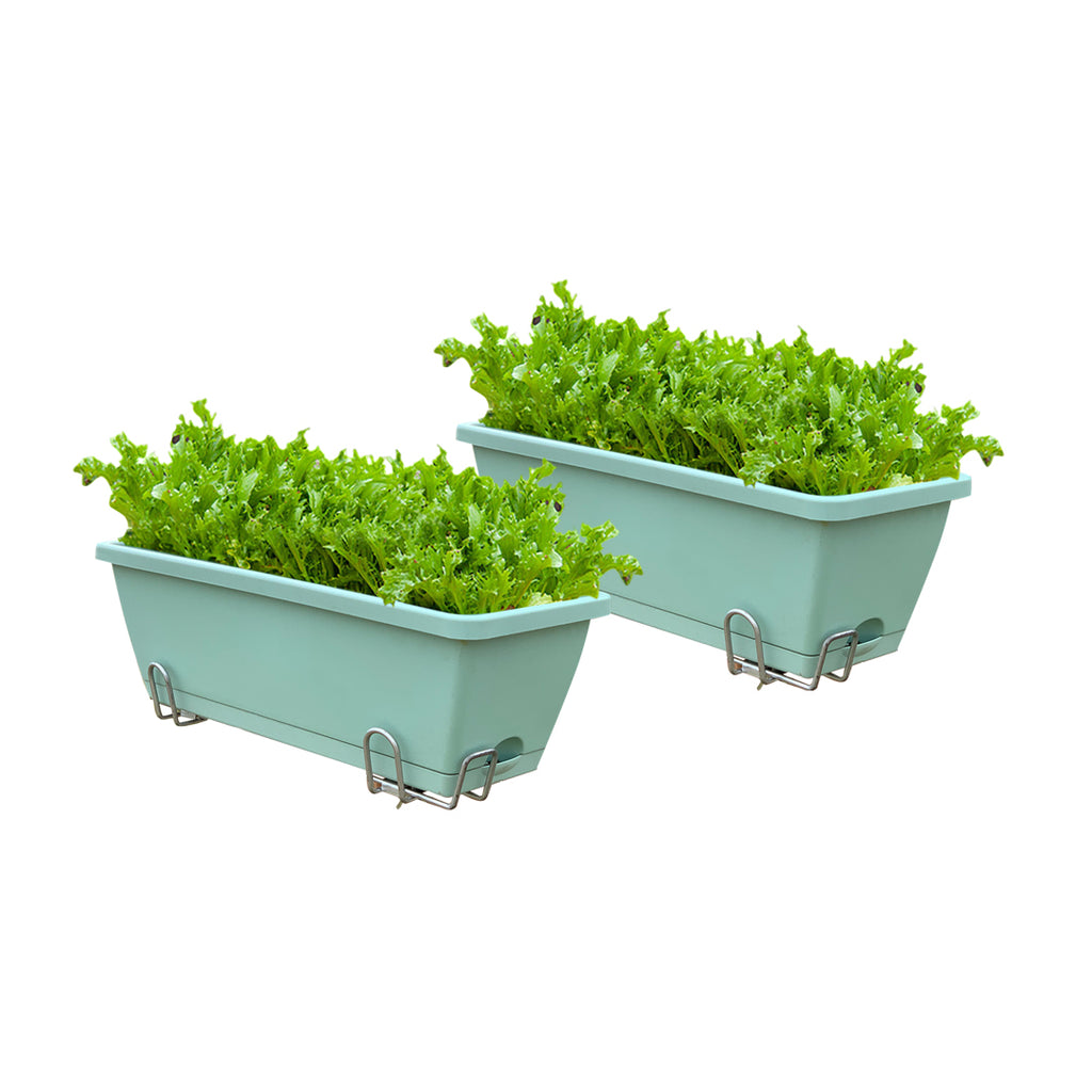 49.5cm Green Rectangular Vegetable Herb Flower Planter Box Set of 2