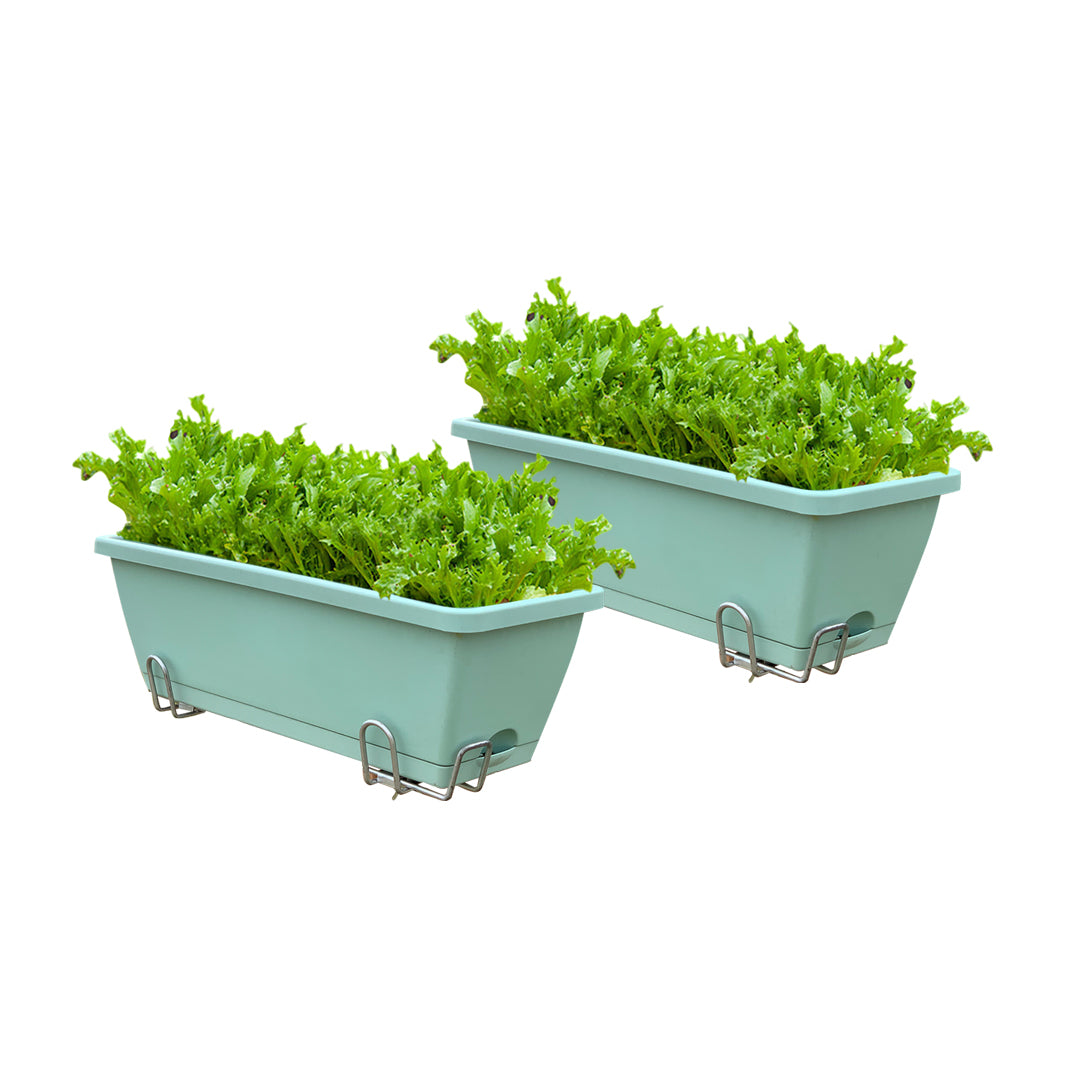 49.5cm Green Rectangular Vegetable Herb Flower Planter Box Set of 2