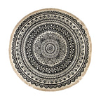 Black Carpet Soft Linen Bohemian Non-Slip Round Rug