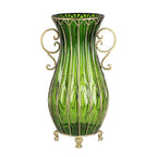 51cm Green Glass Floor Vase with Metal Stand