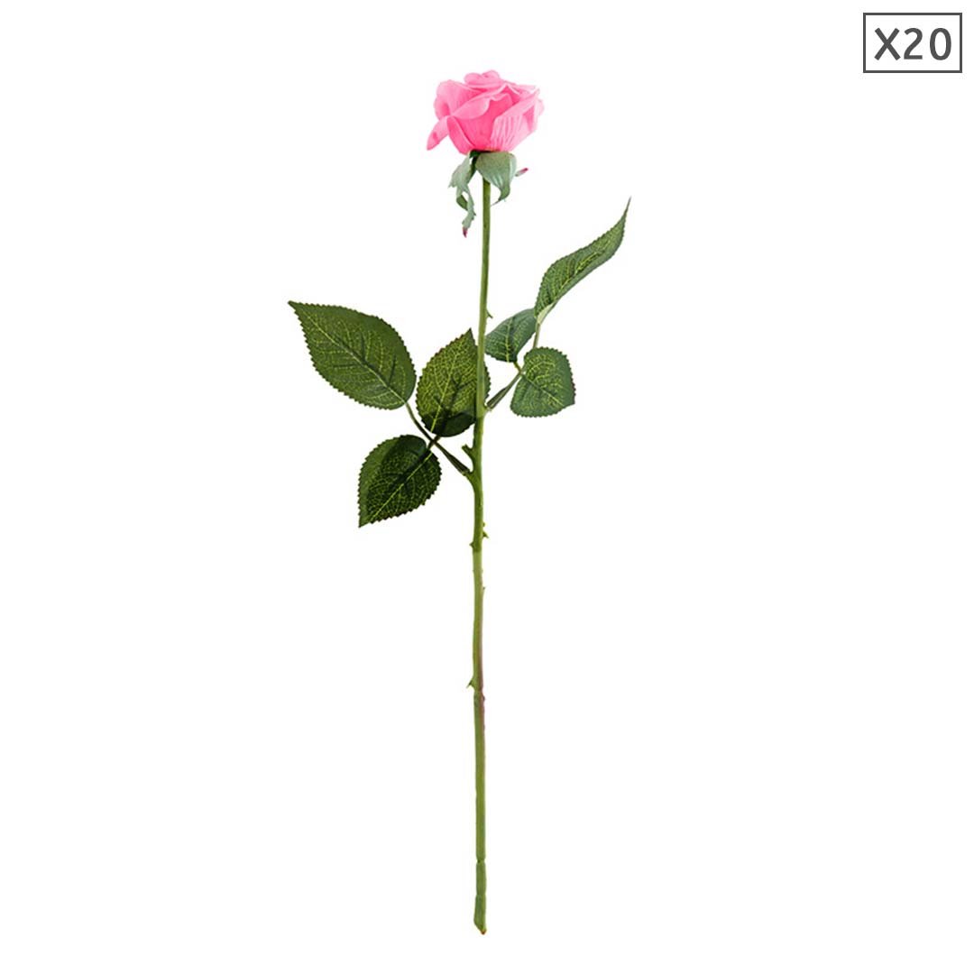 20pcs Artificial Silk Rose Bouquet Pink