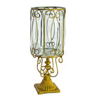 European Clear Glass Flower Vase with Gold Metal Pattern