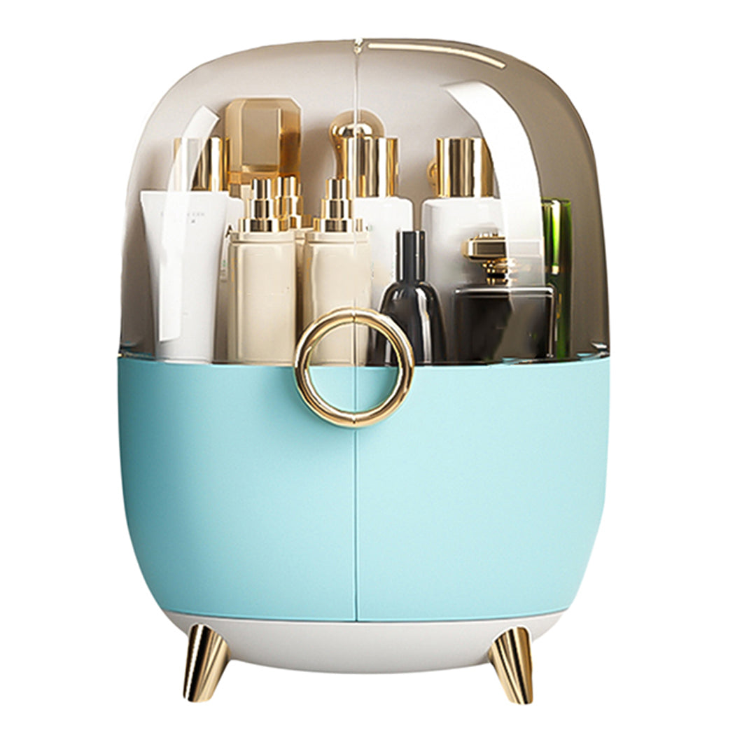 Blue Transparent Countertop Cosmetic Storage