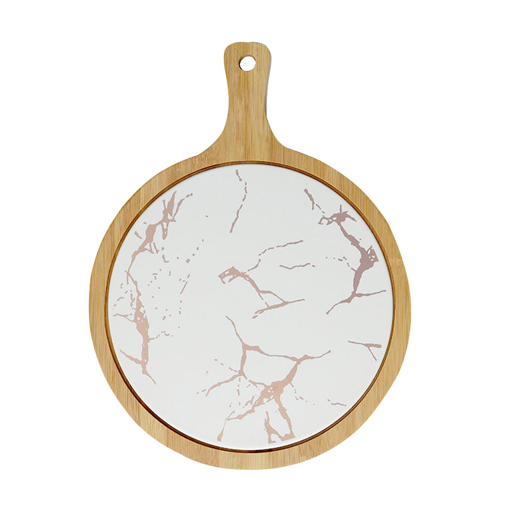 30cm White Circle Wooden Serving Tray