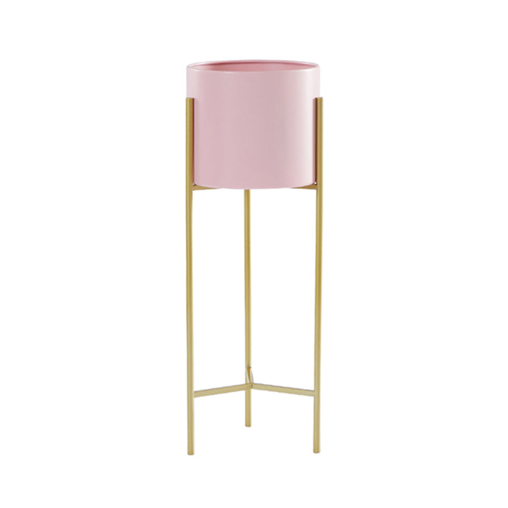 42CM Pink Metal Tiered Plant Pots Holders Foldable Rack