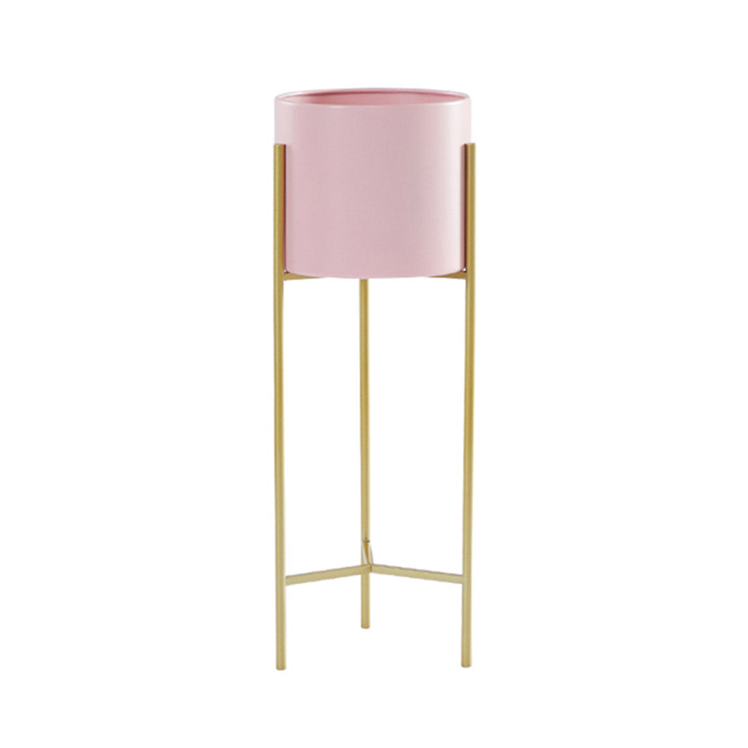 42CM Pink Metal Tiered Plant Pots Holders Foldable Rack