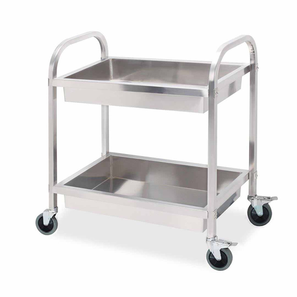 2 Tier Stainless Steel Utility Cart 95x50x95cm Large