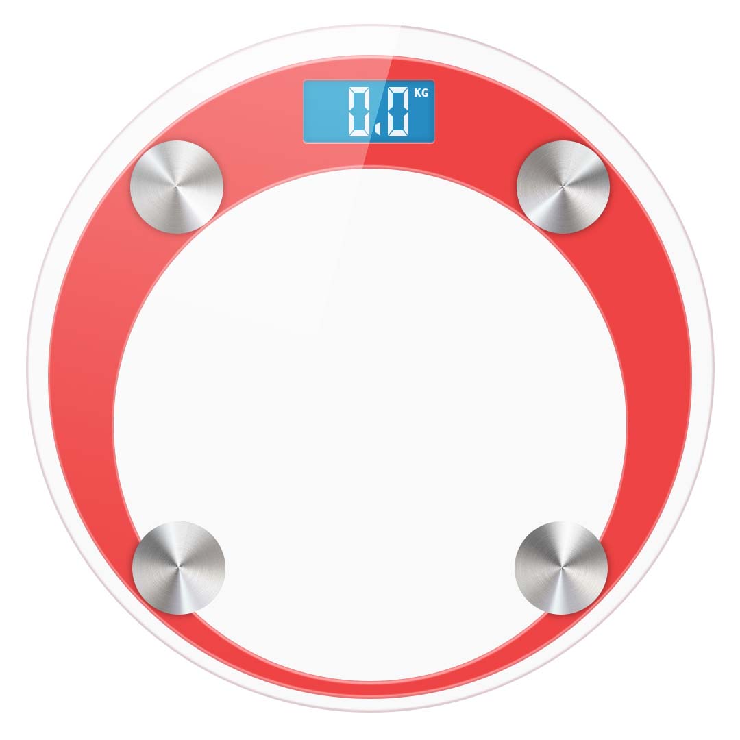 180kg Digital Glass LCD Scales Round Red