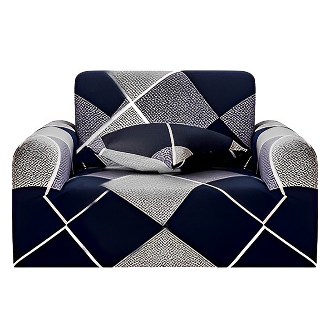 High Stretch 1-Seater Checkered Print Sofa Slipcover