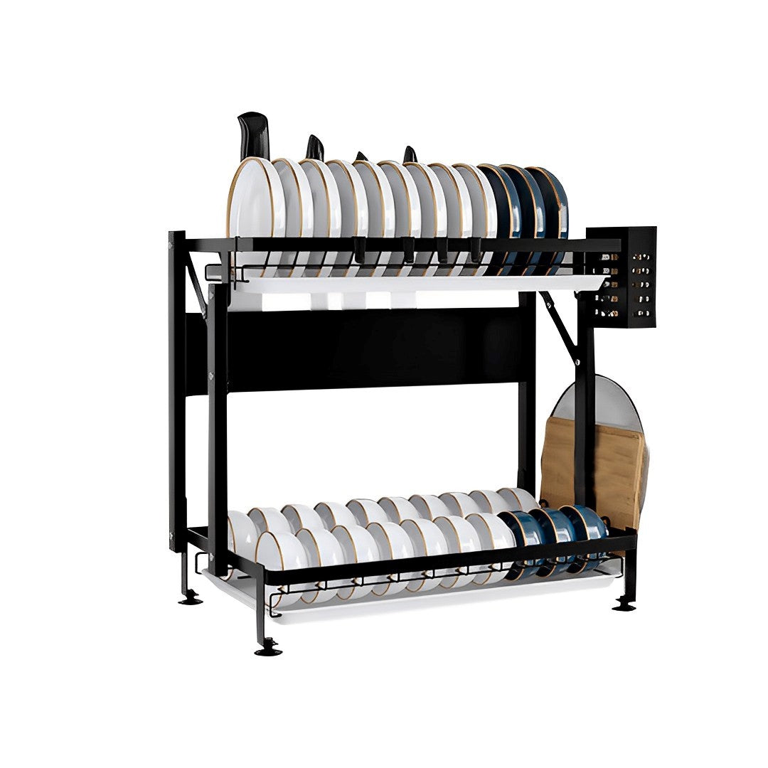 2 Tier Black Dish Drainer Kitchen Organiser