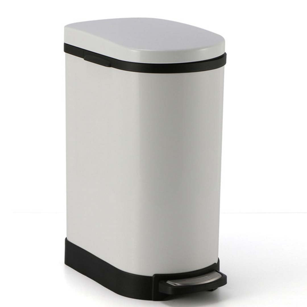 Foot Pedal Stainless Steel Trash Bin 10L U White