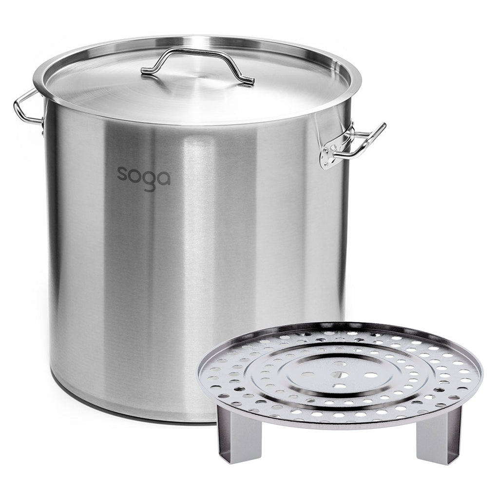 50L Stainless Steel Stock Pot with One Steamer Rack