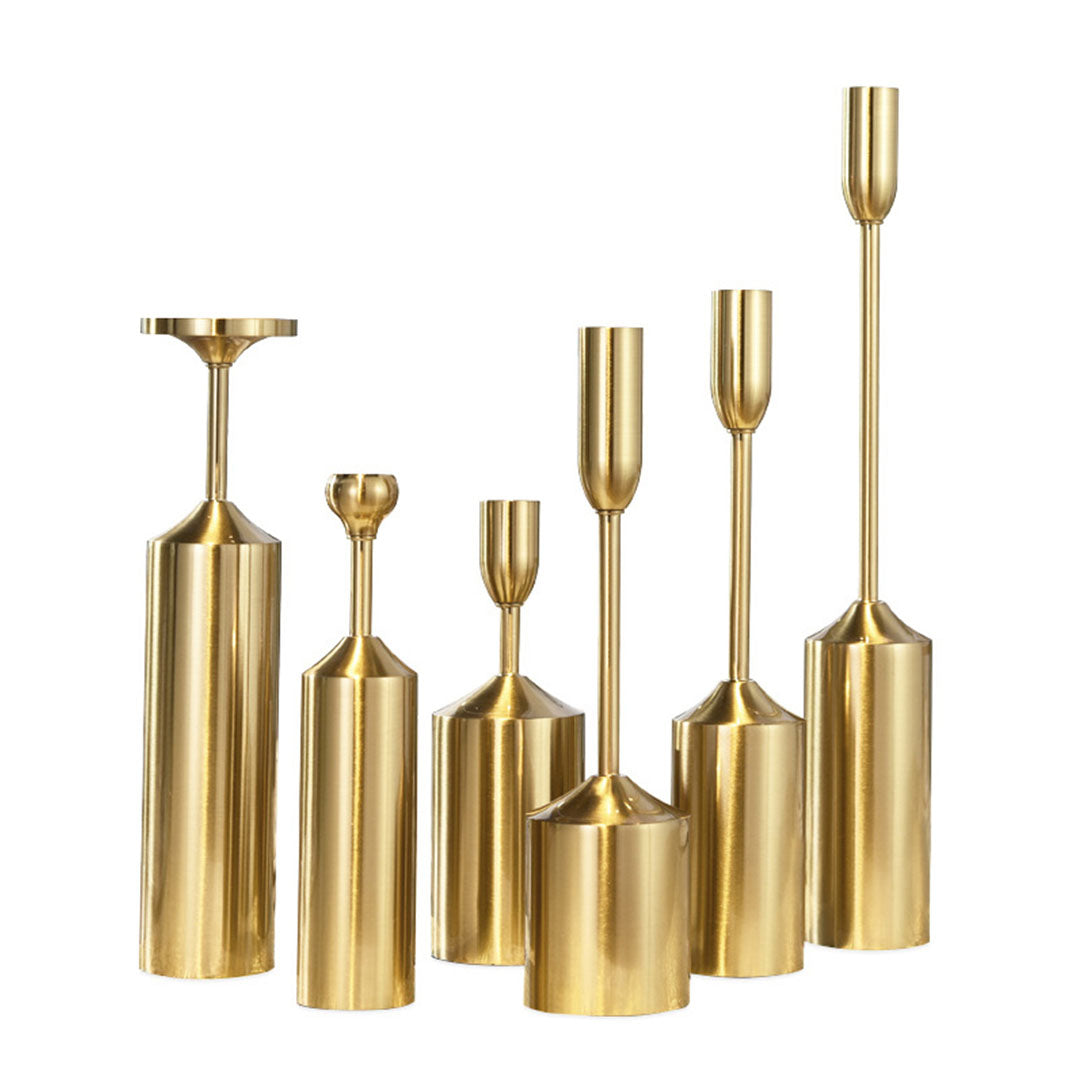 6pcs Gold Iron Candle Holder