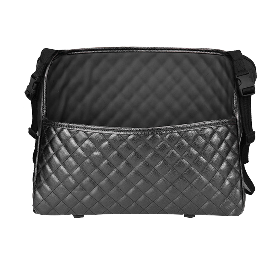Black Leather  Multi-Purpose Back Seat Interior Accessories Bag