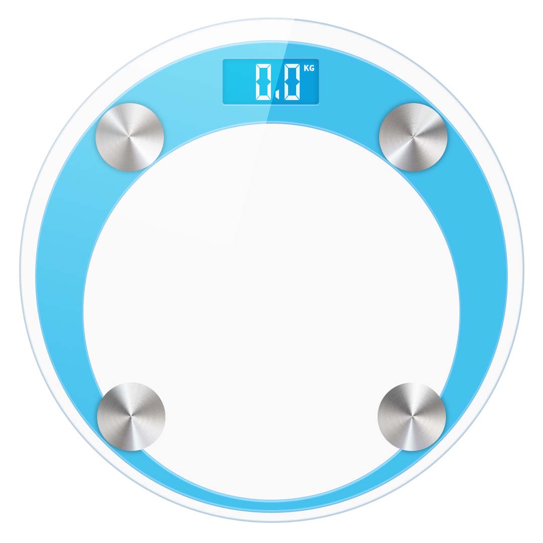 180kg Digital Glass LCD Scales Round Blue