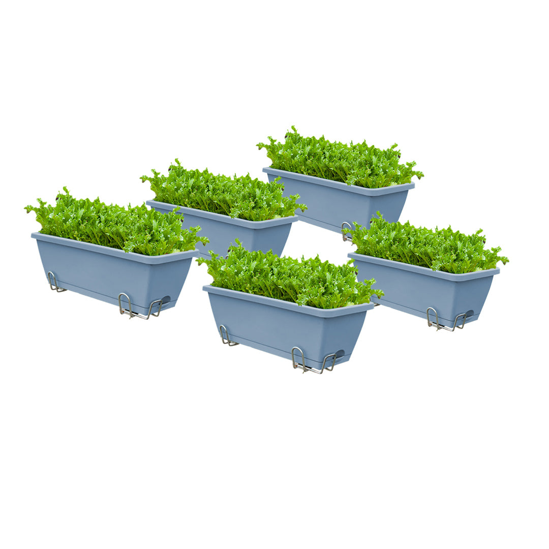 49.5cm Blue Rectangular Vegetable Herb Flower Planter Box Set of 5
