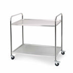 2 Tier Stainless Steel Utility Cart Round 86x54x94cm Large
