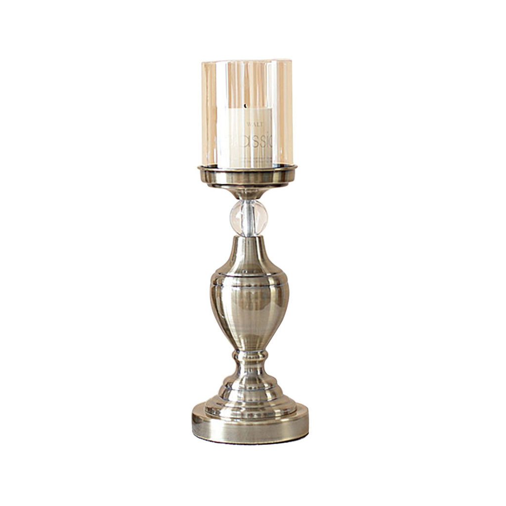 37.4cm Glass Candle Holder Iron Metal