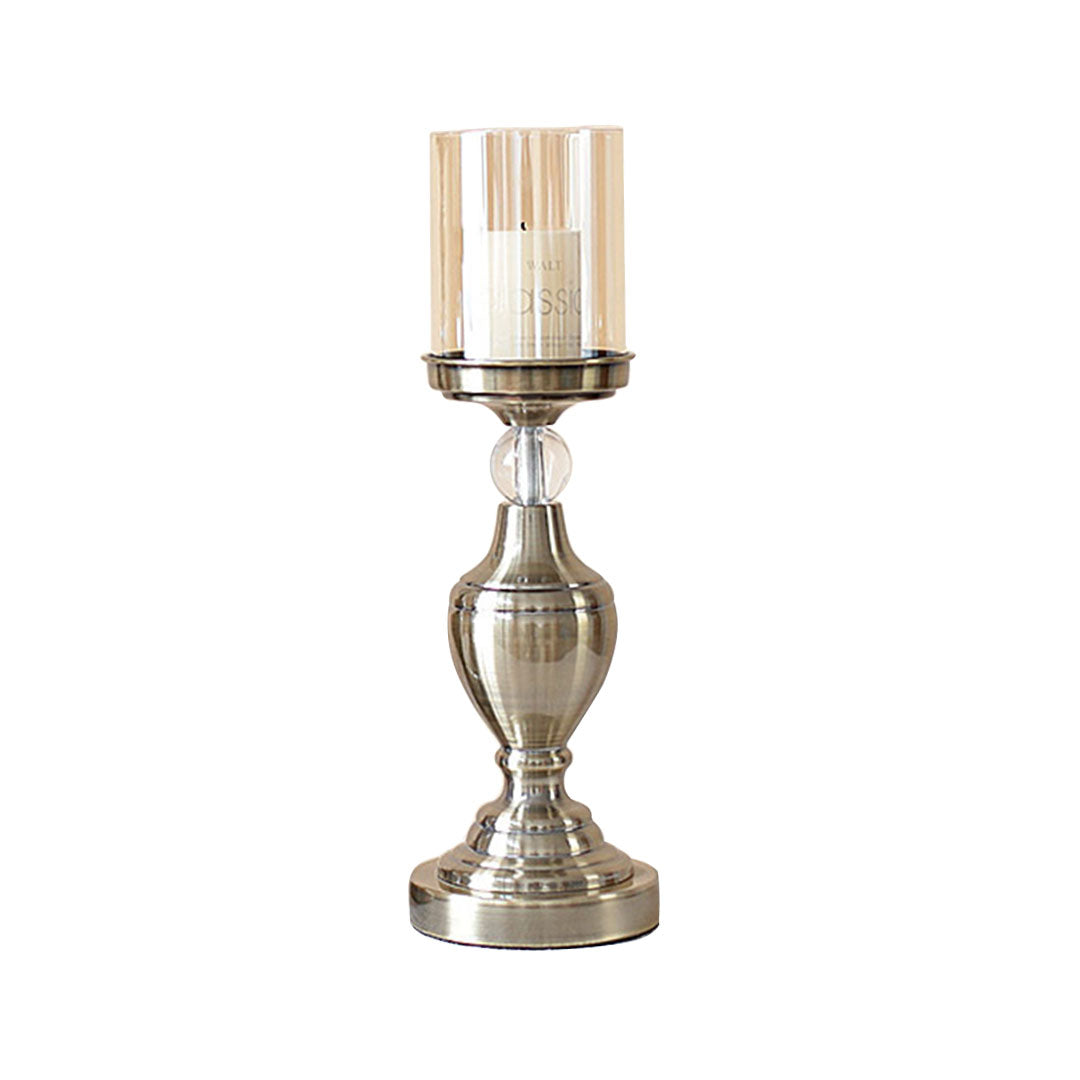 37.4cm Glass Candle Holder Iron Metal