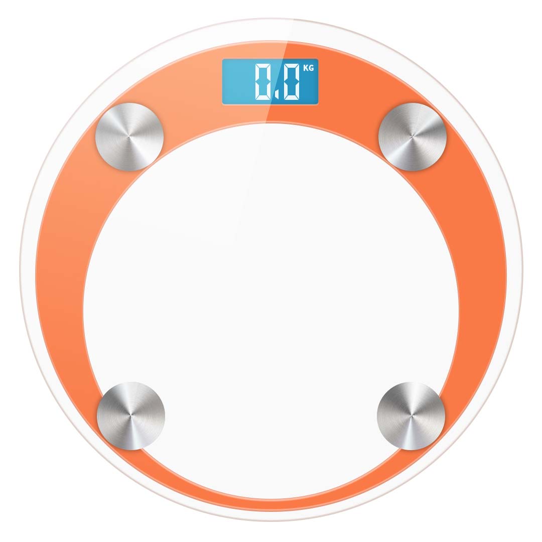 180kg Digital Glass LCD Scales Round Orange