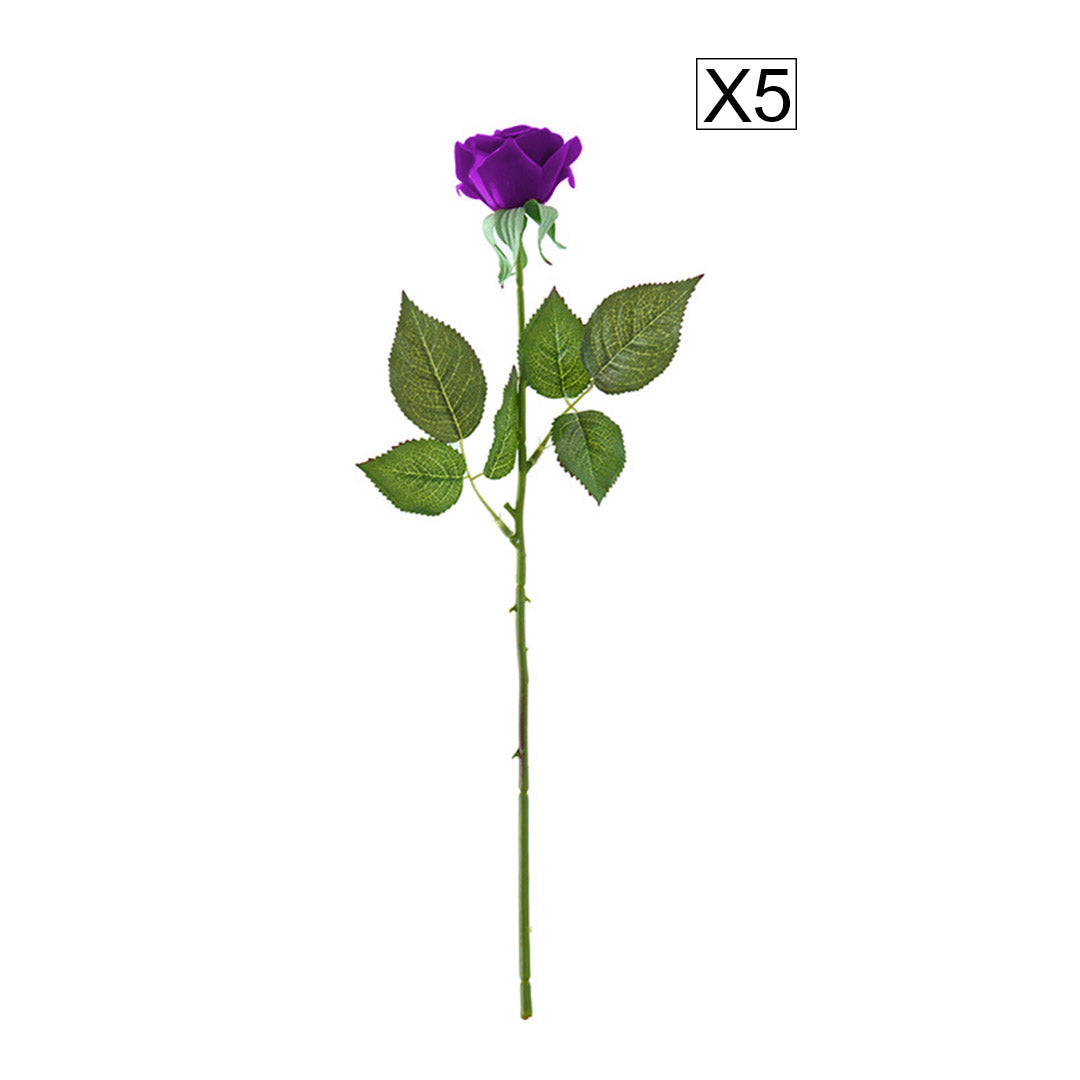 5pcs Artificial Silk Rose Purple