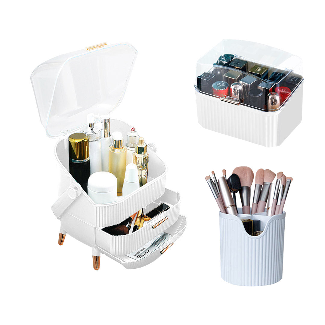 White Cosmetic Jewelry Storage Organiser Set