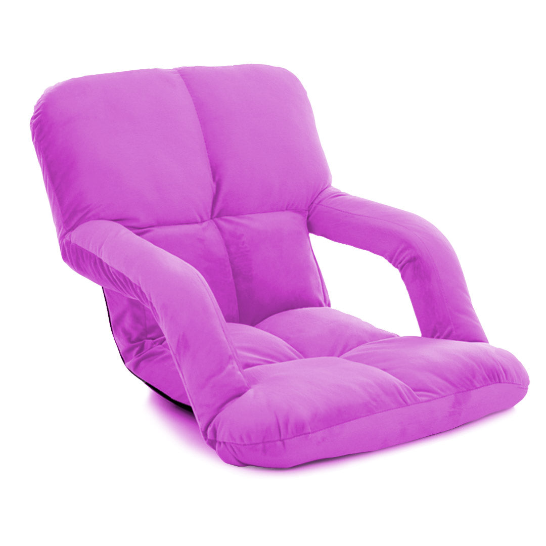 Foldable Floor Recliner Lazy Chair with Armrest Purple
