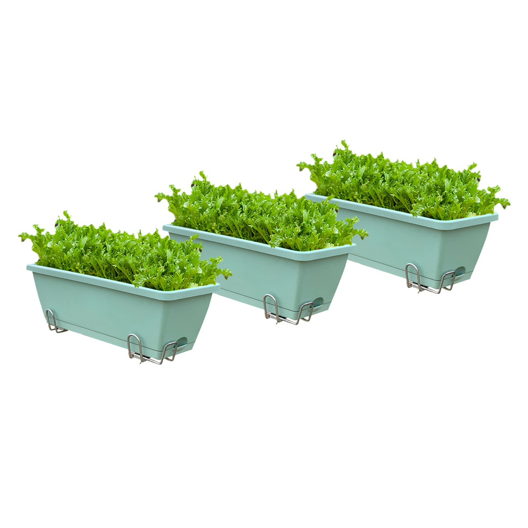 49.5cm Green Rectangular Vegetable Herb Flower Planter Box Set of 3