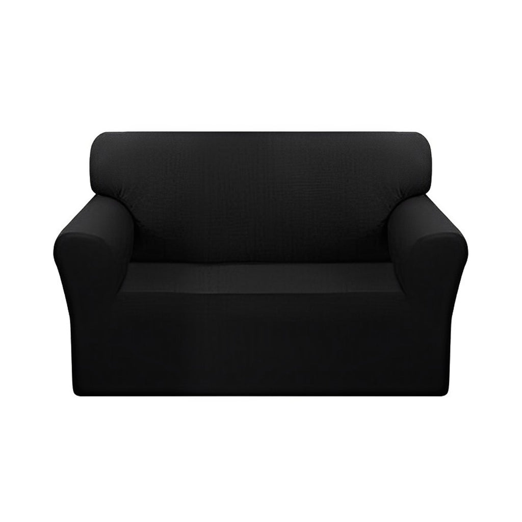 High Stretch 2-Seater Black Sofa Slipcover