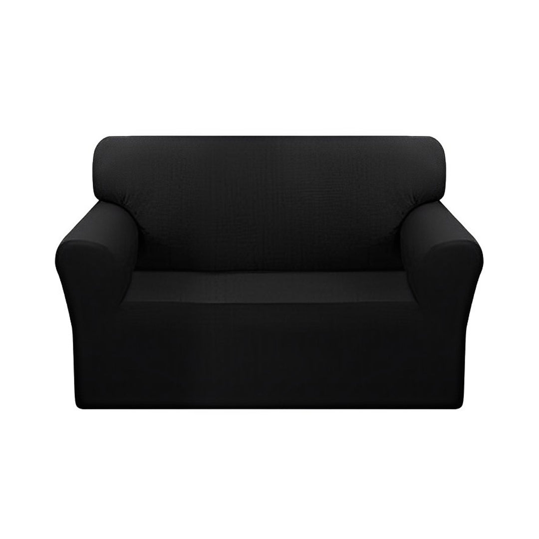 High Stretch 2-Seater Black Sofa Slipcover