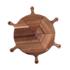 6pcs Brown Round Wood Pizza Server