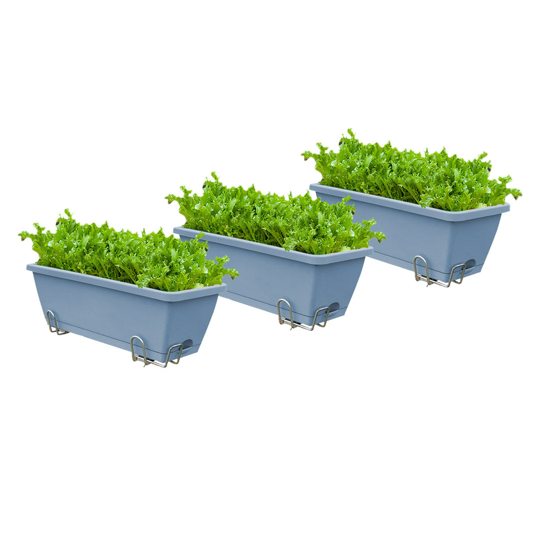 49.5cm Blue Rectangular Vegetable Herb Flower Planter Box Set of 4
