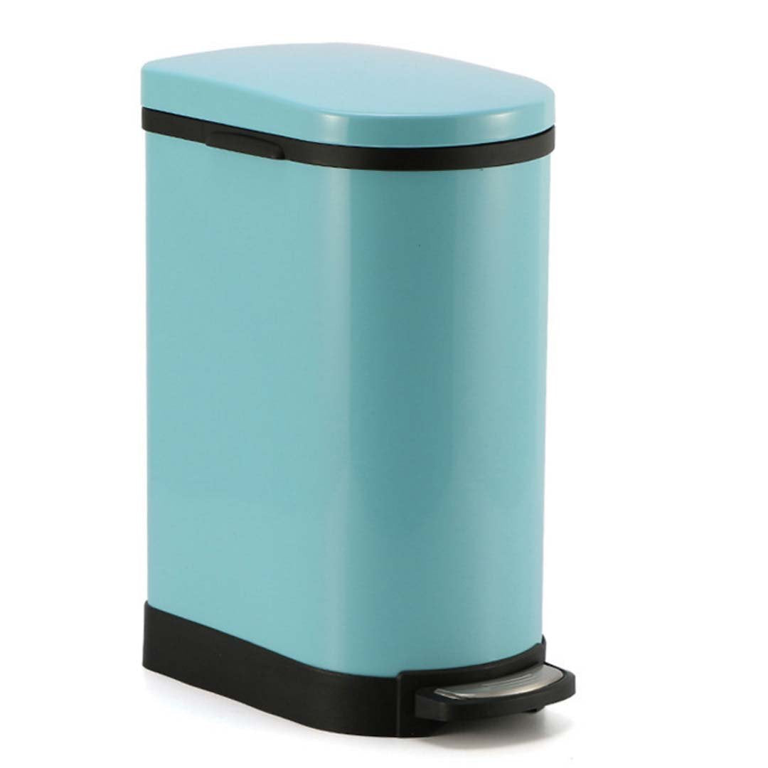 Foot Pedal Stainless Steel Trash Bin 10L U Blue