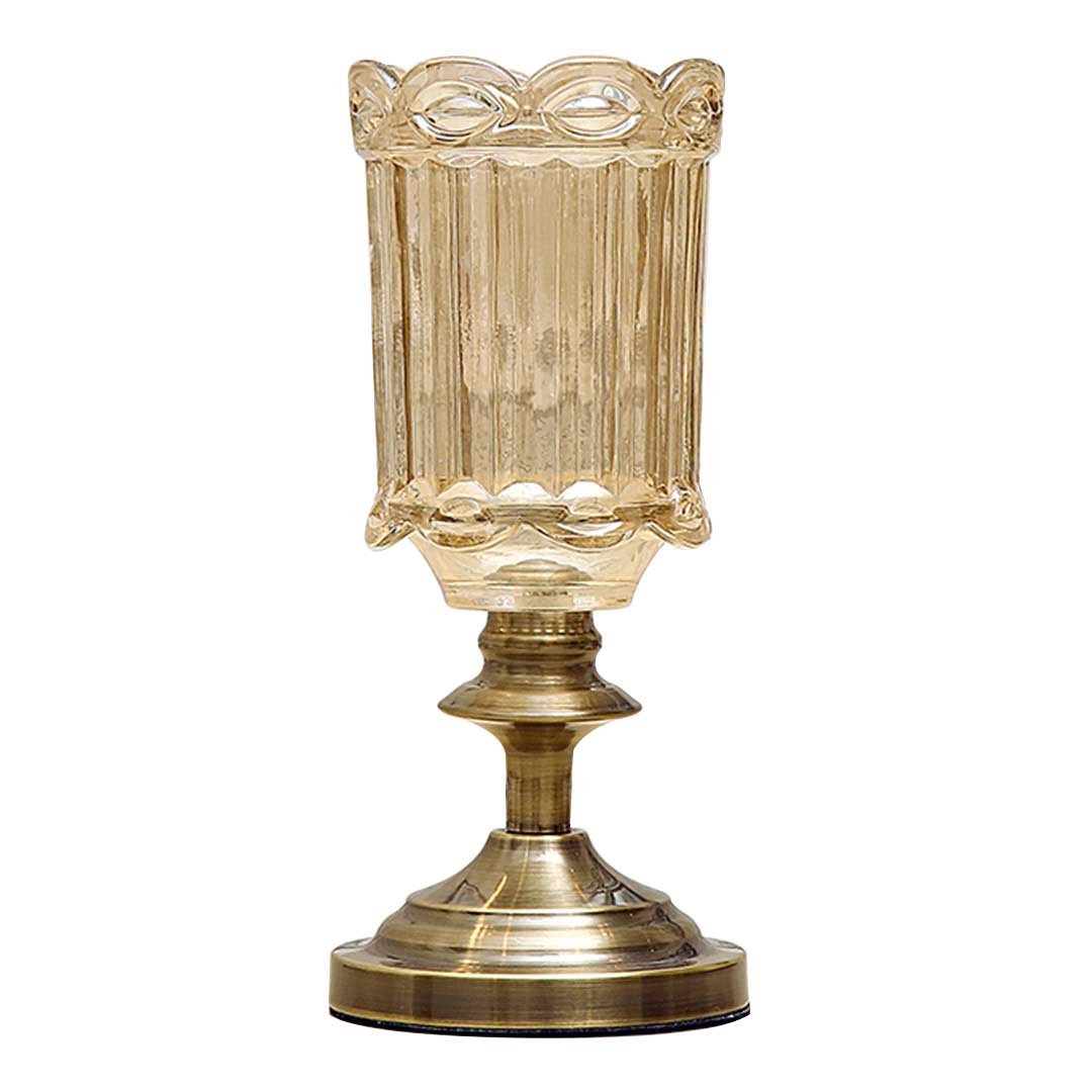 28cm Transparent Glass Vase with Metal Base