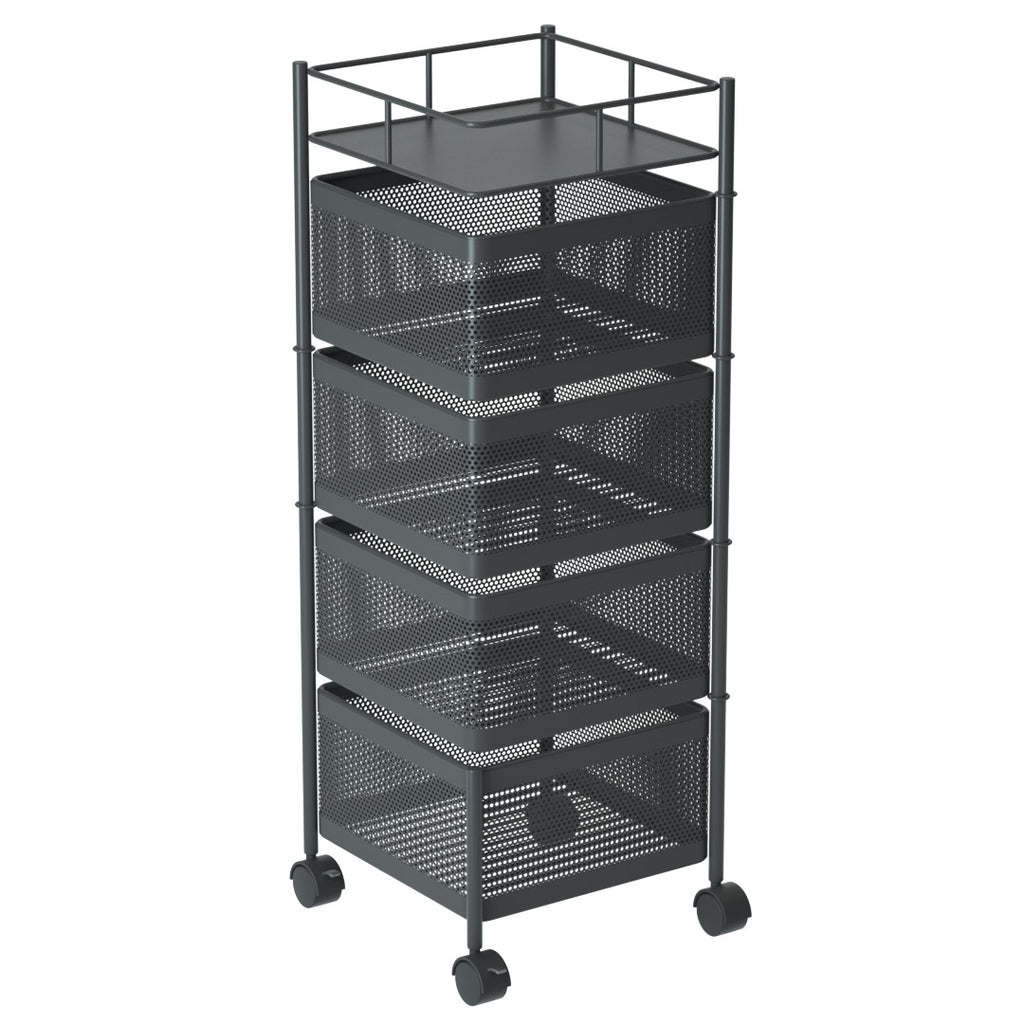 4 Tier Steel Square Rotating Kitchen Cart